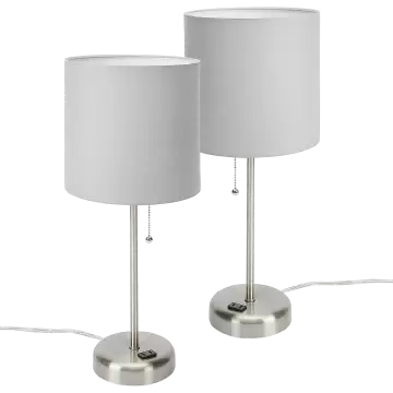 19.5" Brushed Steel Table Lamp - 2 Pack