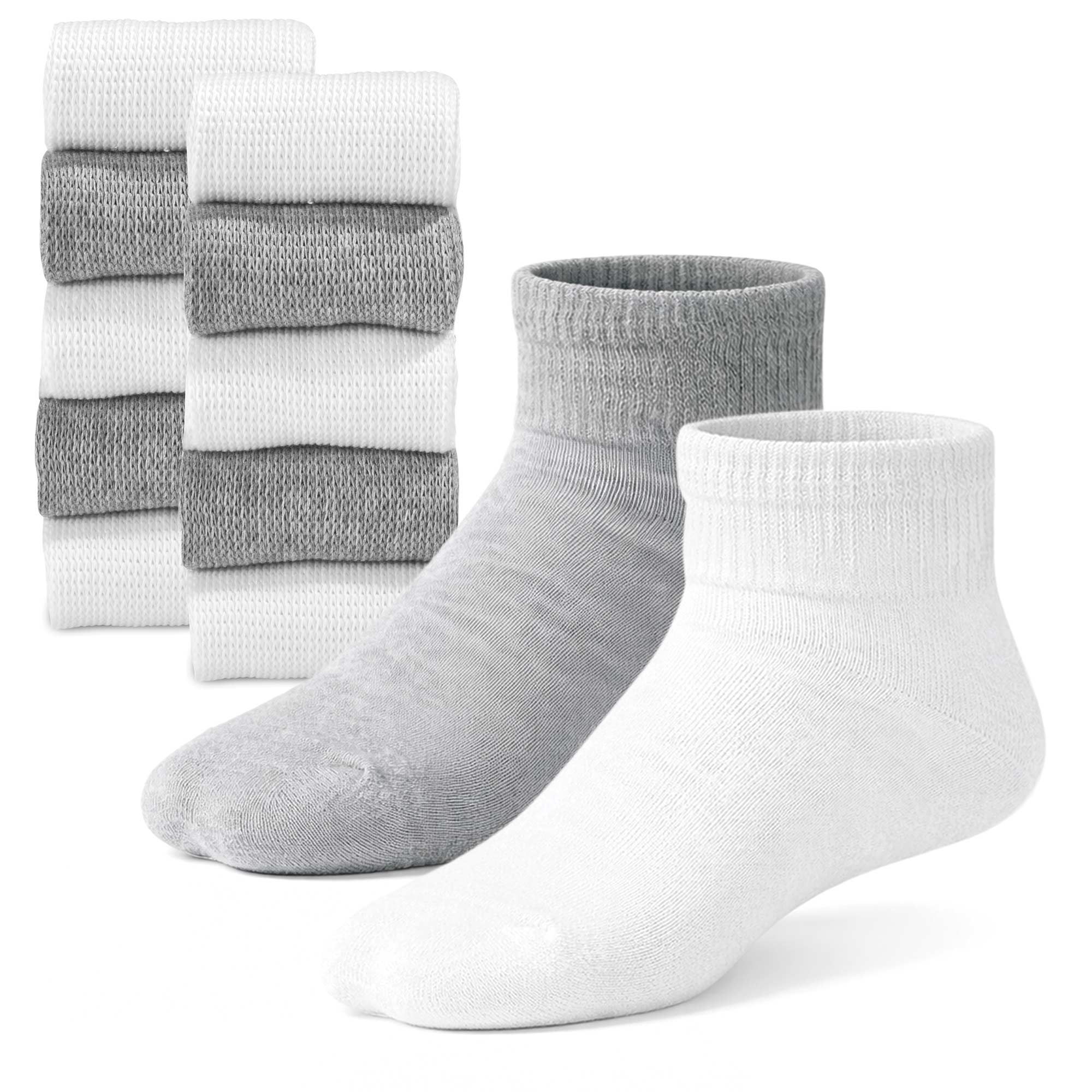 Sole Dr Quarter Socks - 10 Pack White/Grey
