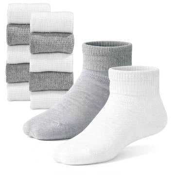 Sole Dr Quarter Socks - 10 Pack White/Grey