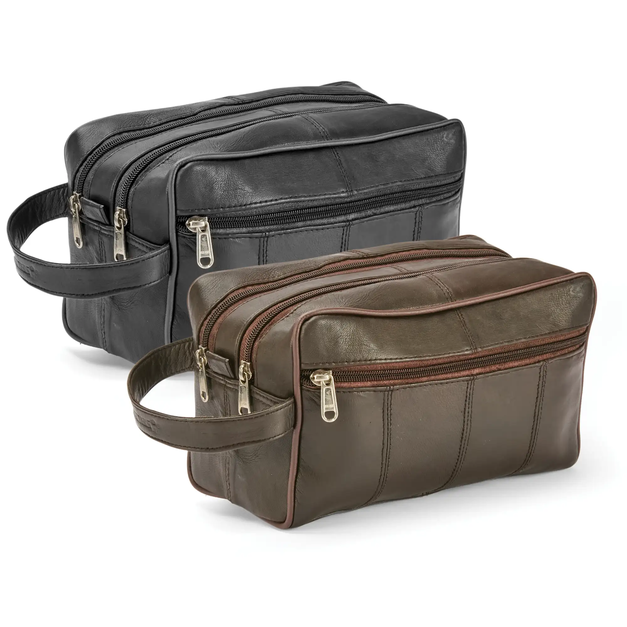 Leather Dopp Bag - 2 Pack Brown/Black