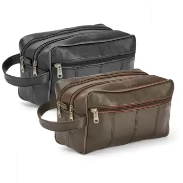 Leather Dopp Bag - 2 Pack Brown/Black