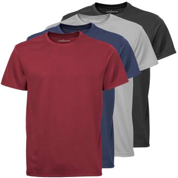 Men's Performance Tees - 4 Pack Grey/Black/Navy/White Medium