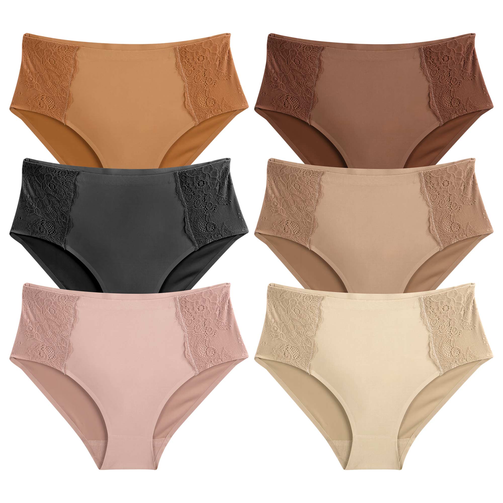 Bonded Briefs with Lace - 6 Pack