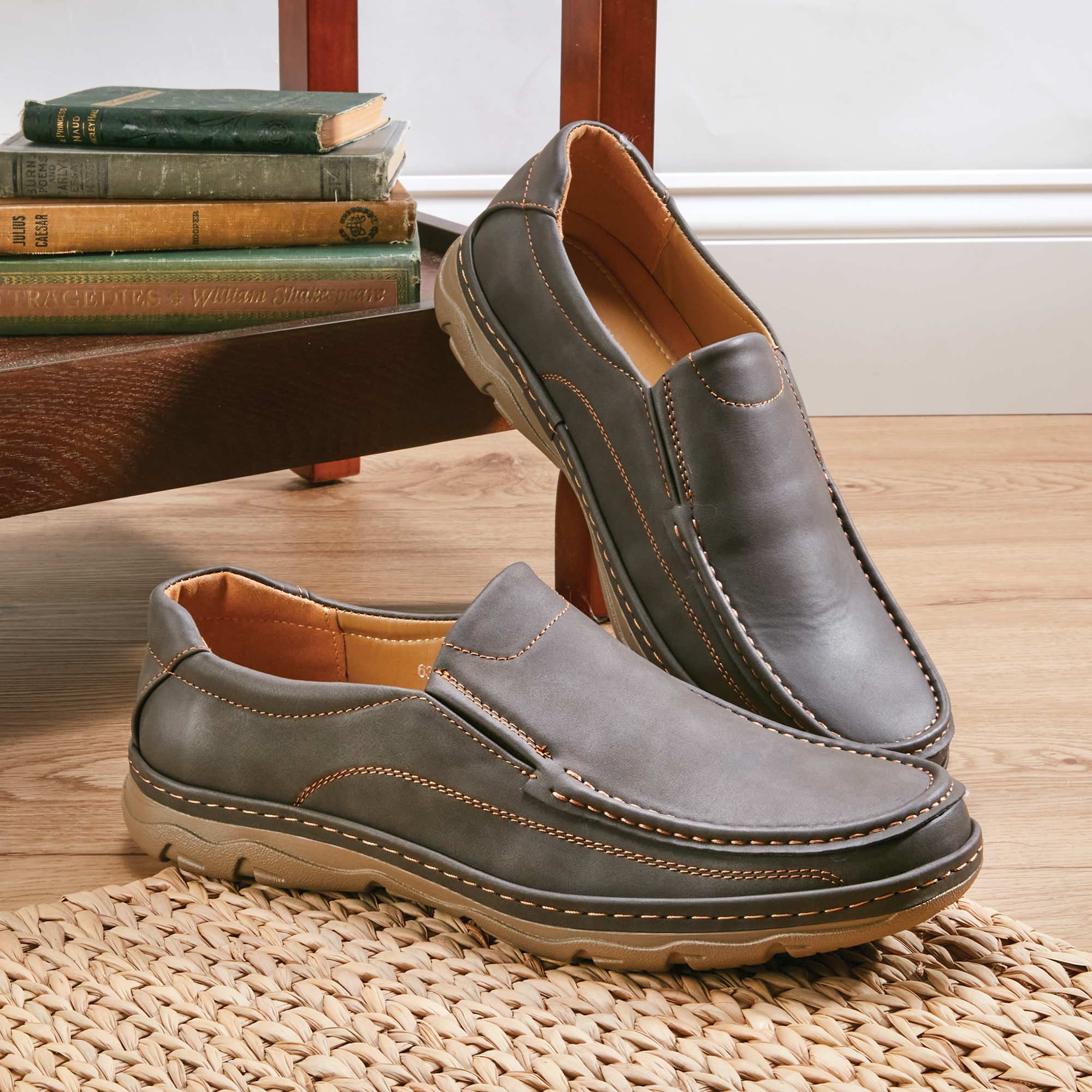 Pleasure Island Memory Foam Slip-Ons - Brown