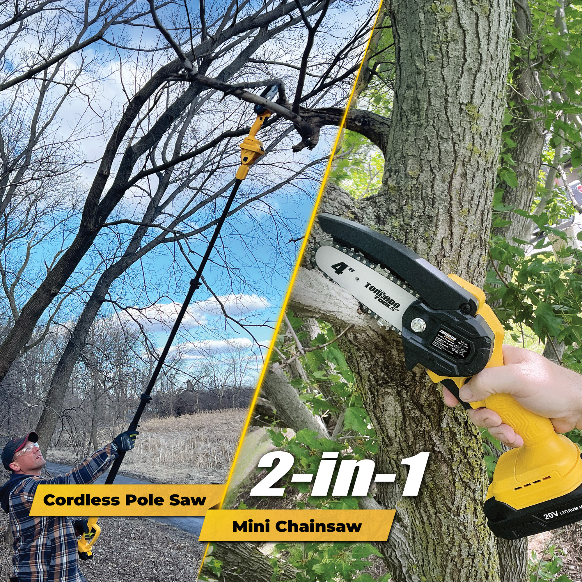 Tornado Tools 2-in-1 Mini Pole Saw with extension pole