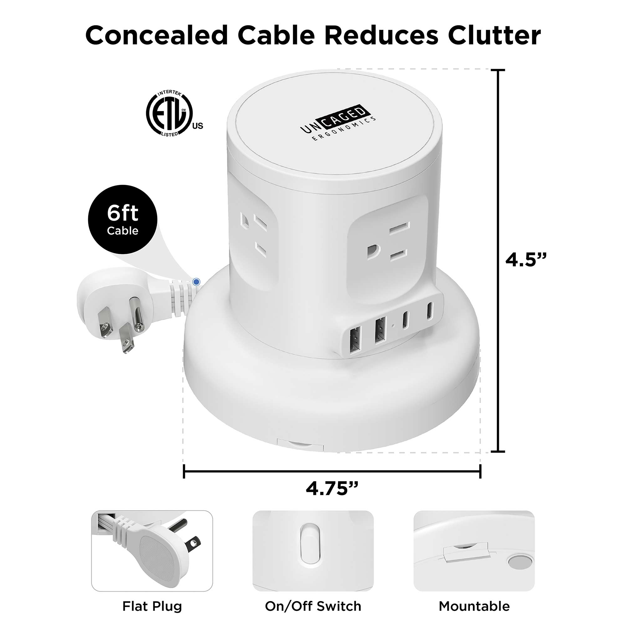 Retractable Cube Power Strip