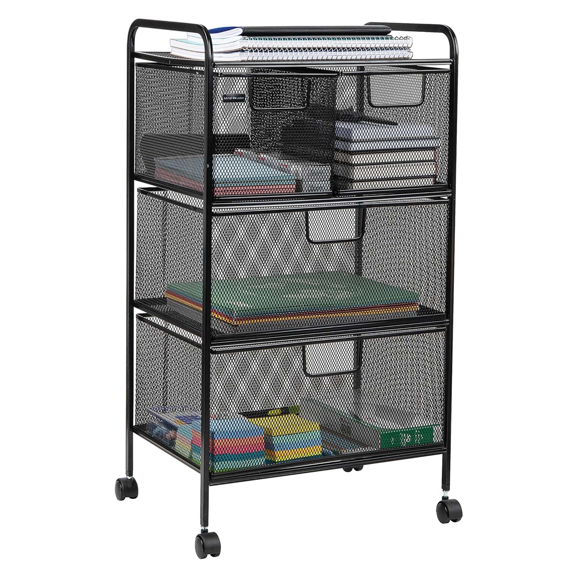Metal Mesh Cart with Drawers