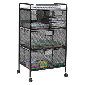 Metal Mesh Cart with Drawers
