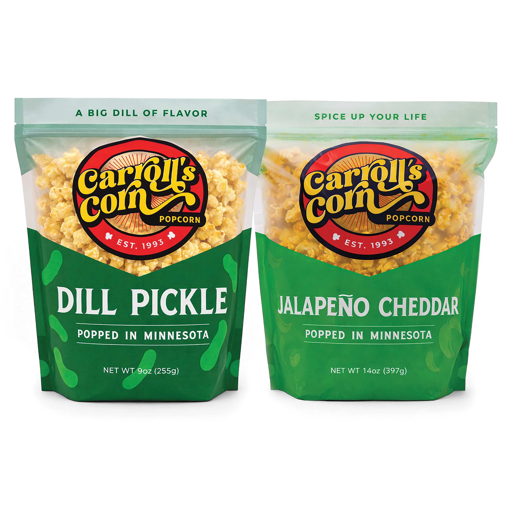Carroll's Corn - Dill Pickle/Jalapeno Cheddar 2 Pack