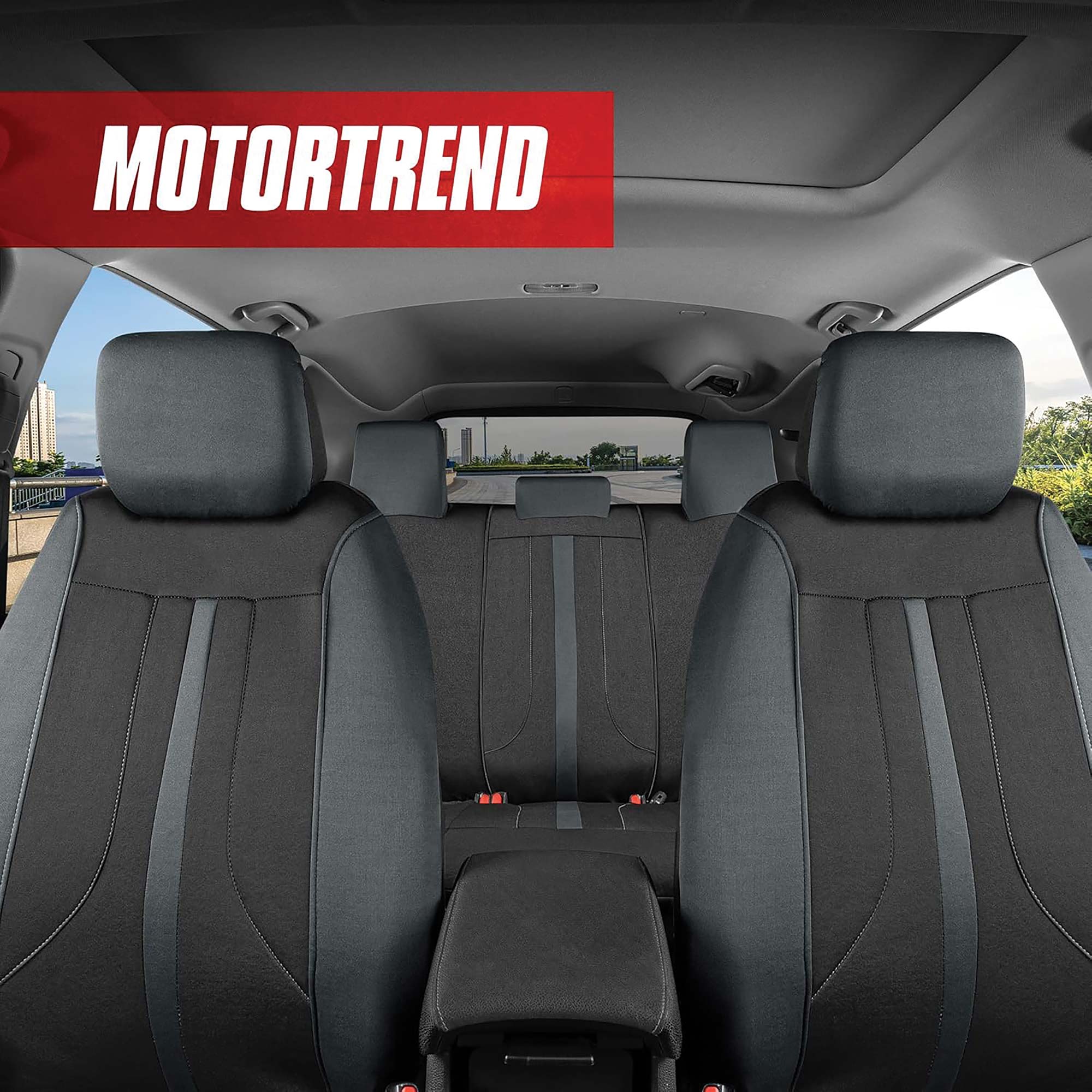 Motor Trend Seat Cover 9 Piece set installed in a vehicle