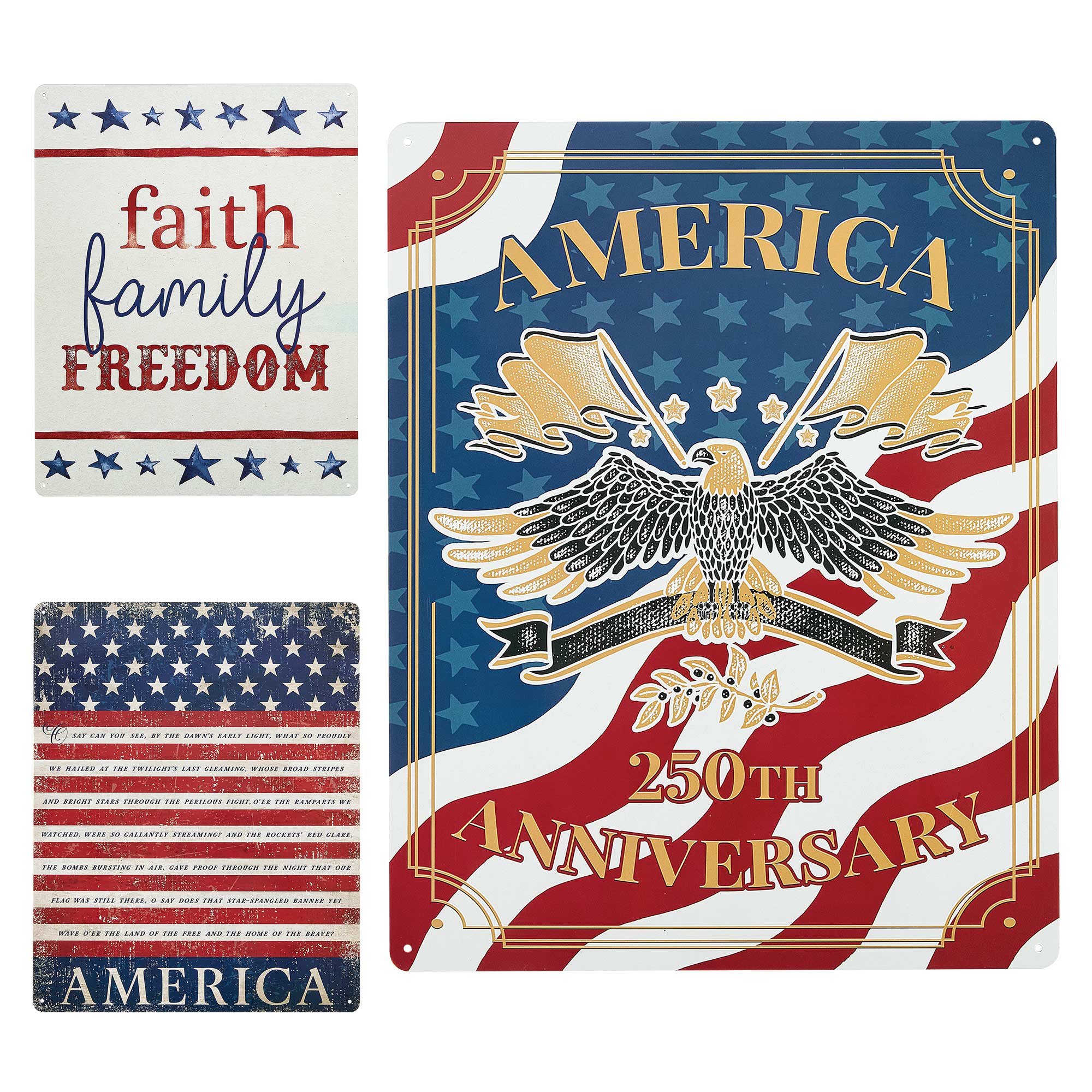 USA Metal Signs - 3 Pack