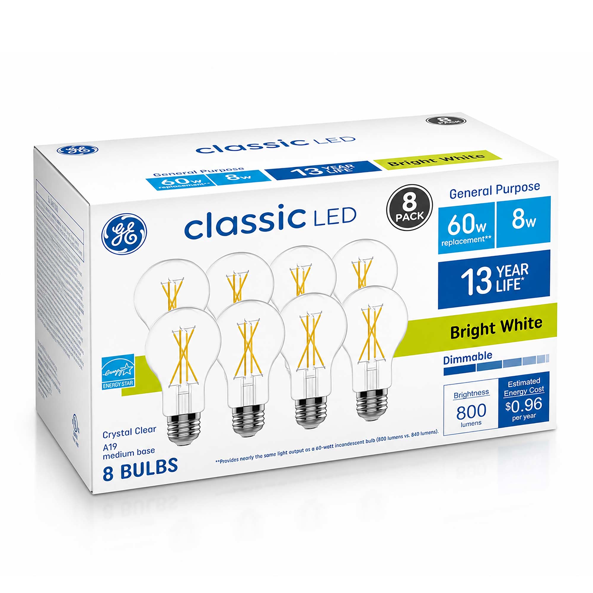 GE 60-Watt LED Bulbs - Daylight 8 Pack