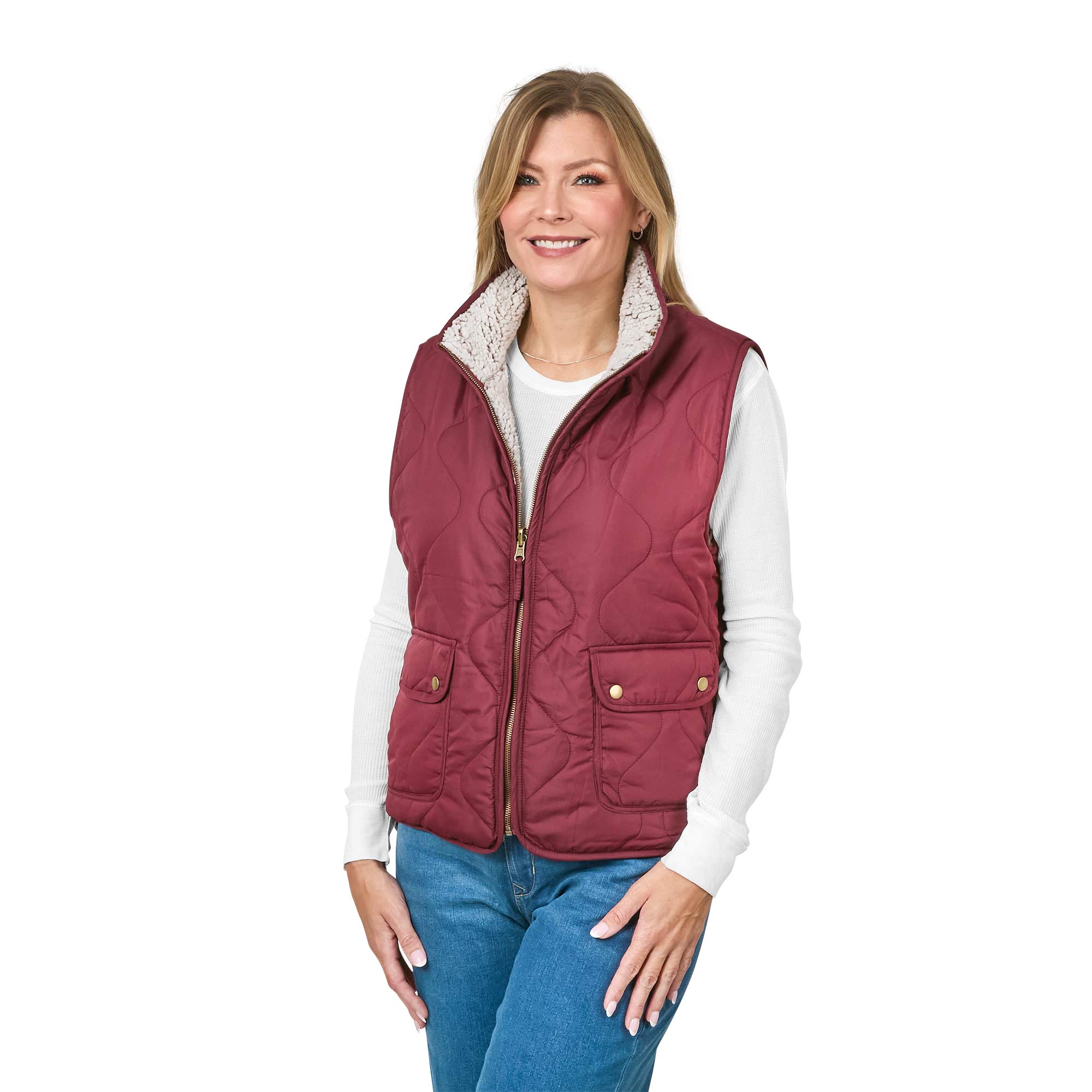 Ladies Reversible Vest - Wine Large