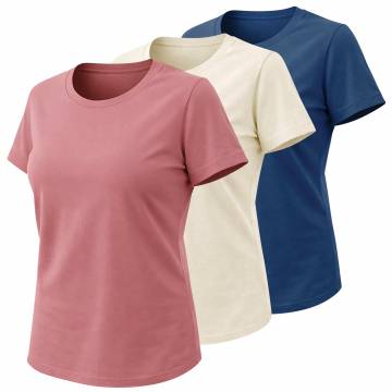 Women's Crew Neck Shirts - 3 Pack Natural/Wither Rose/Key Largo