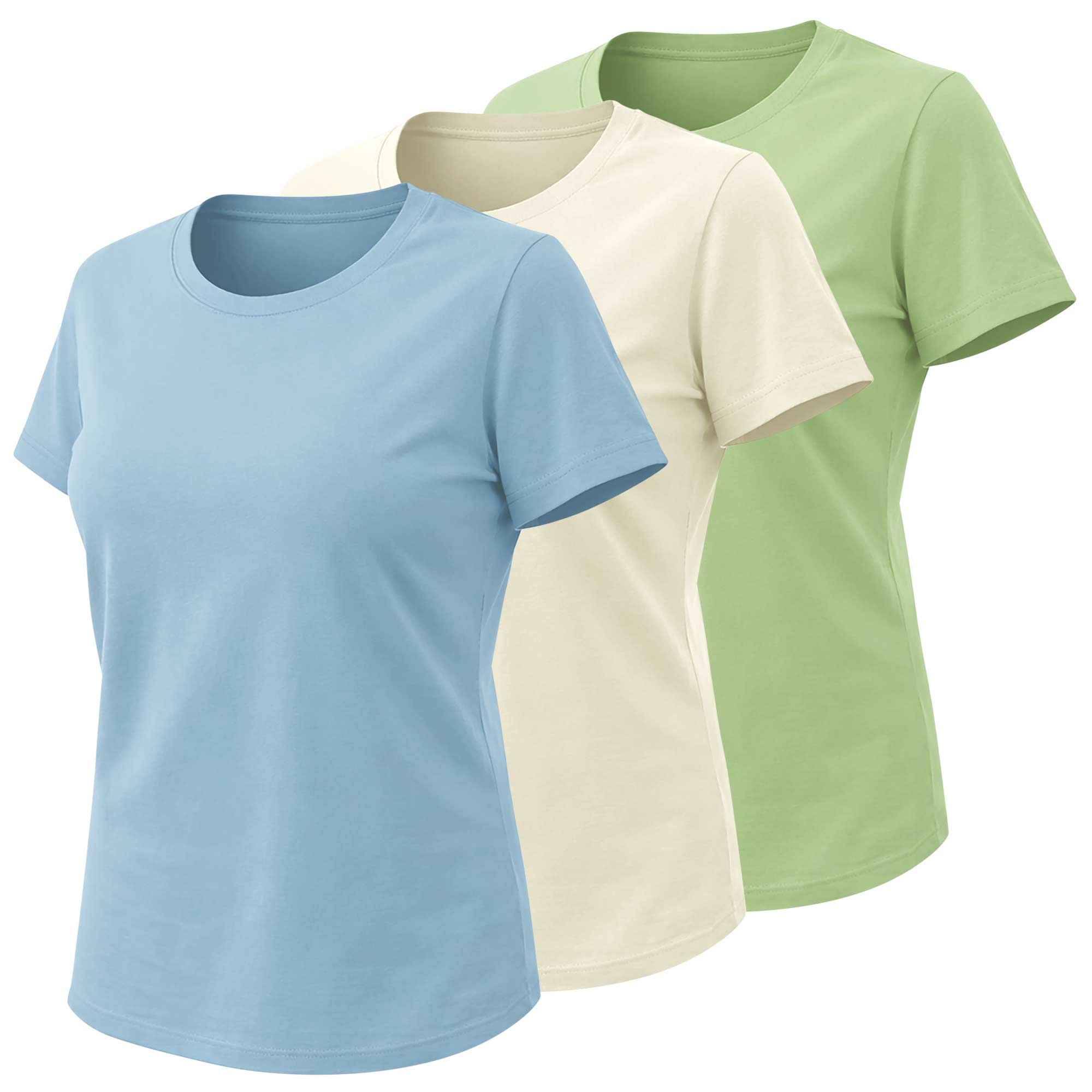 Women's Crew Neck - 2 Pack Natural/Blue/Seacrest