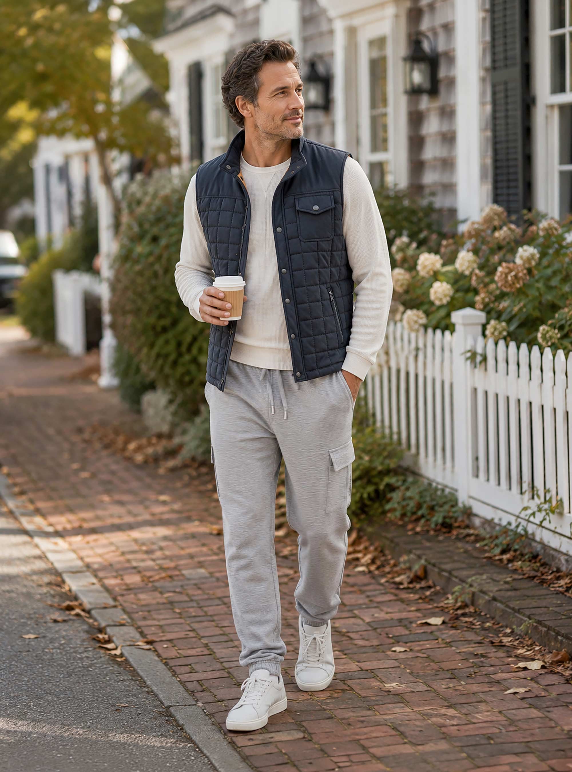 Land and Heart men's fleece cargo joggers black grey