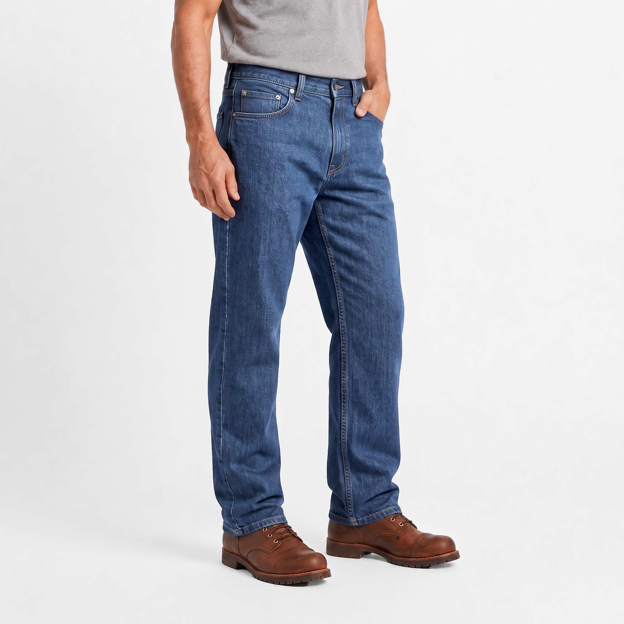 Land and Heart Blue Flannel-Lined Jeans