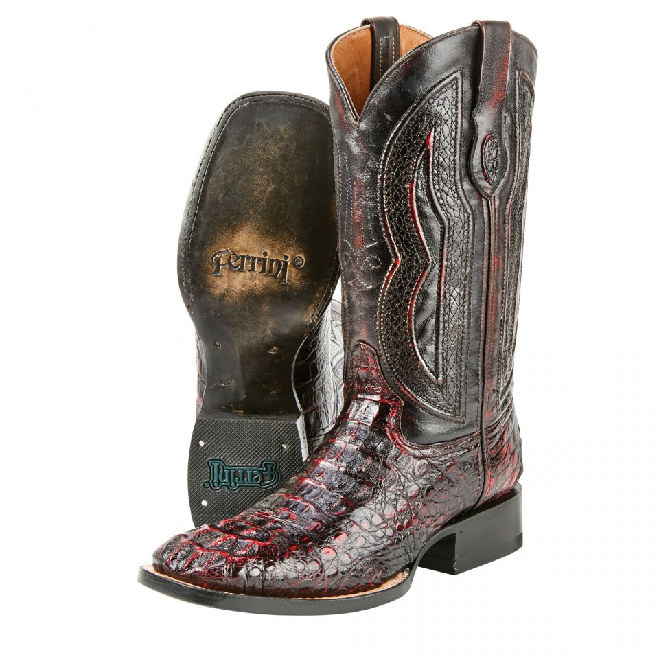 black cherry square toe boots