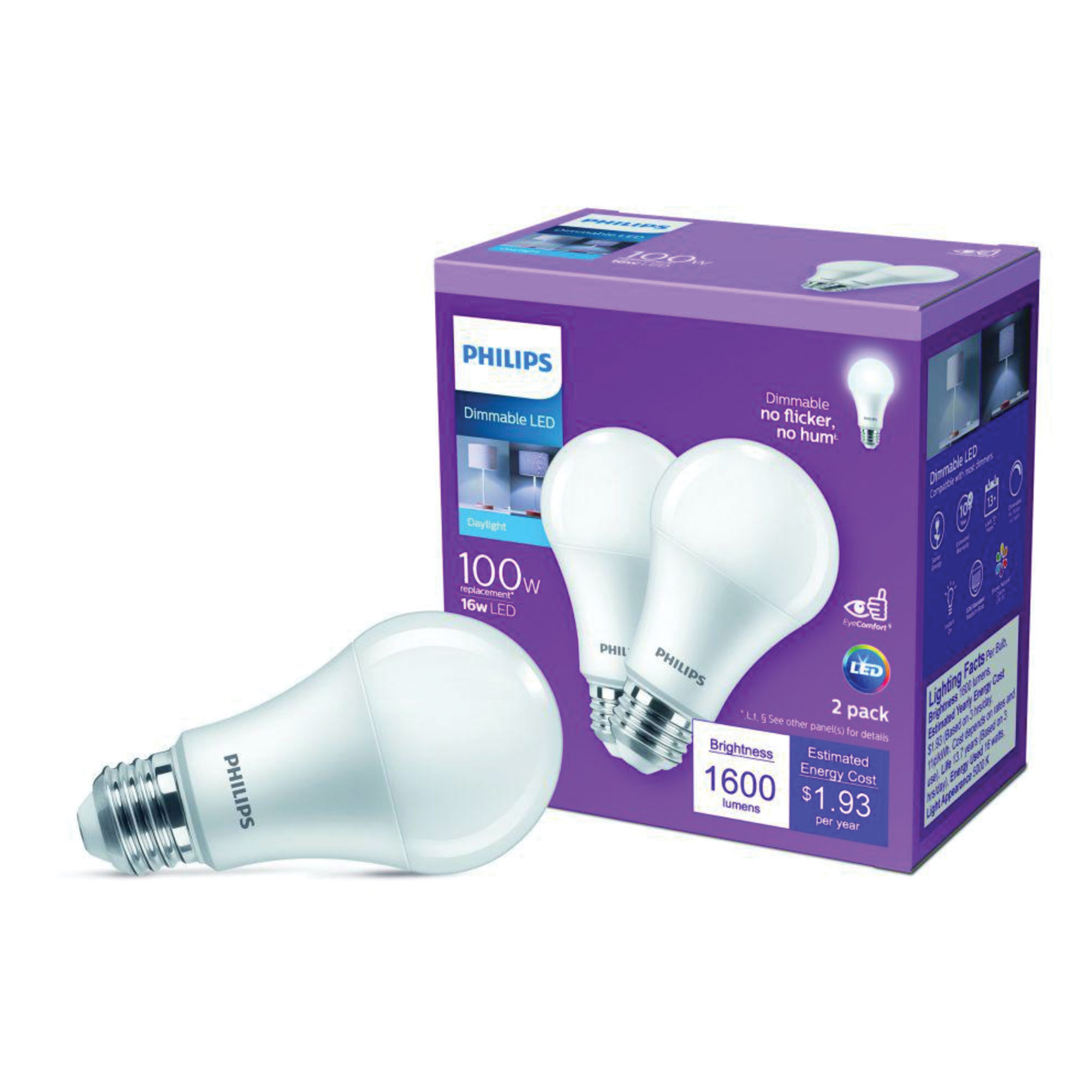 Philips 100W Daylight Bright LED Light Bulbs - 12 Pack