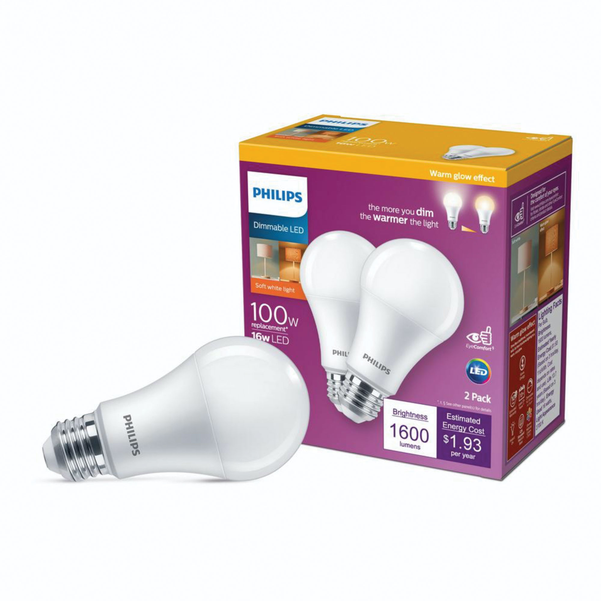 Philips 100W Soft-White LED Light Bulbs - 12 Pack