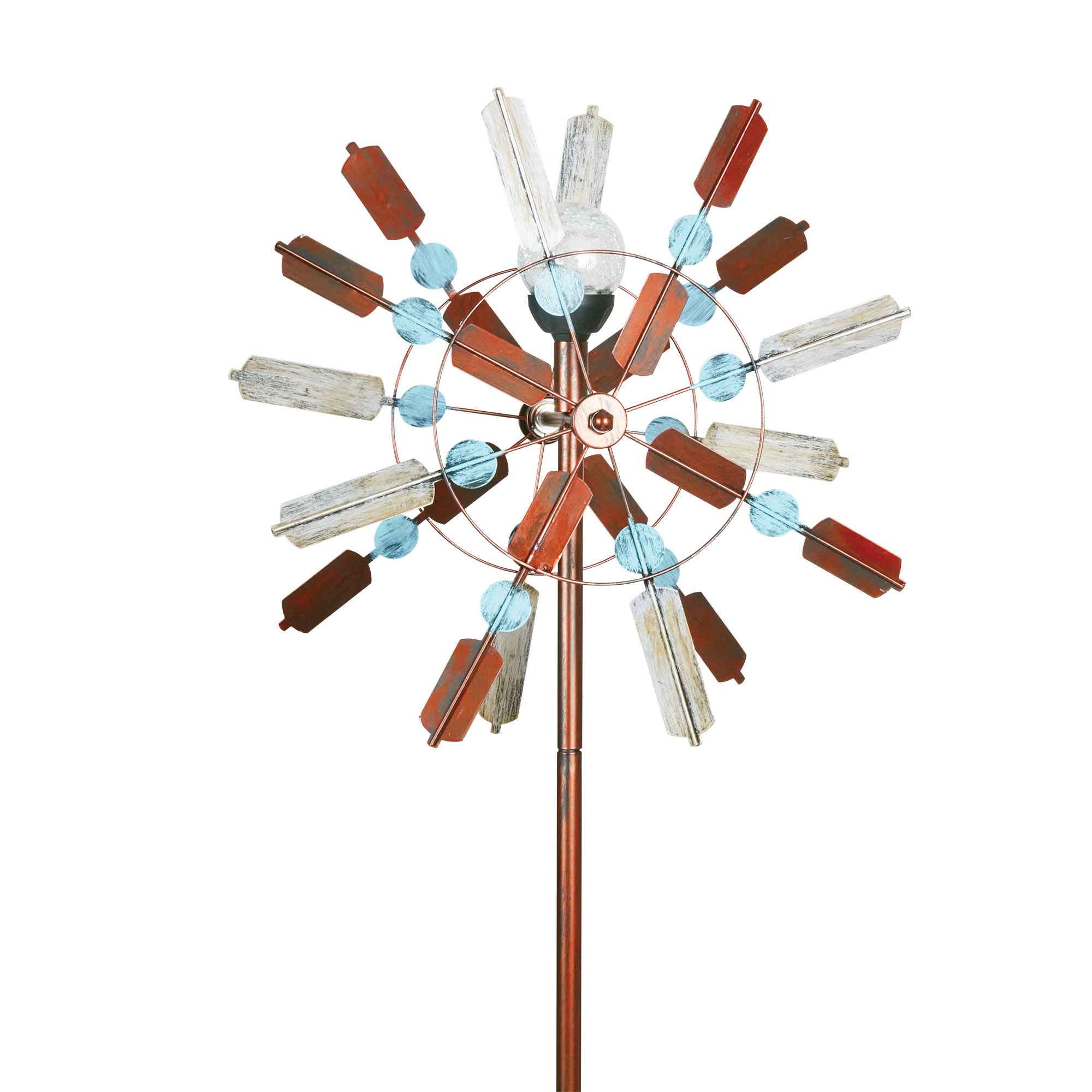 Double Star Garden Spinner with Solar Light