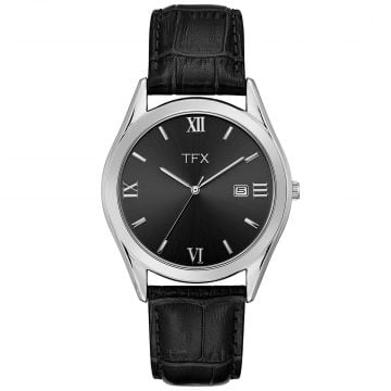 TFX Men's Black Leather Strap Watch
