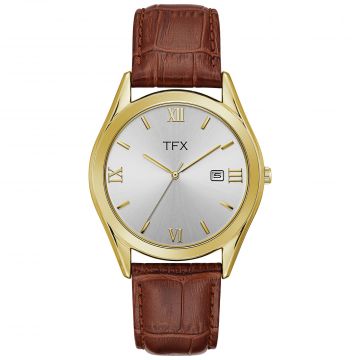 TFX Men's Brown Watch with Gold Bezel