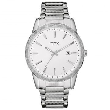 TFX Men's Silver Watch with Crystal Dial