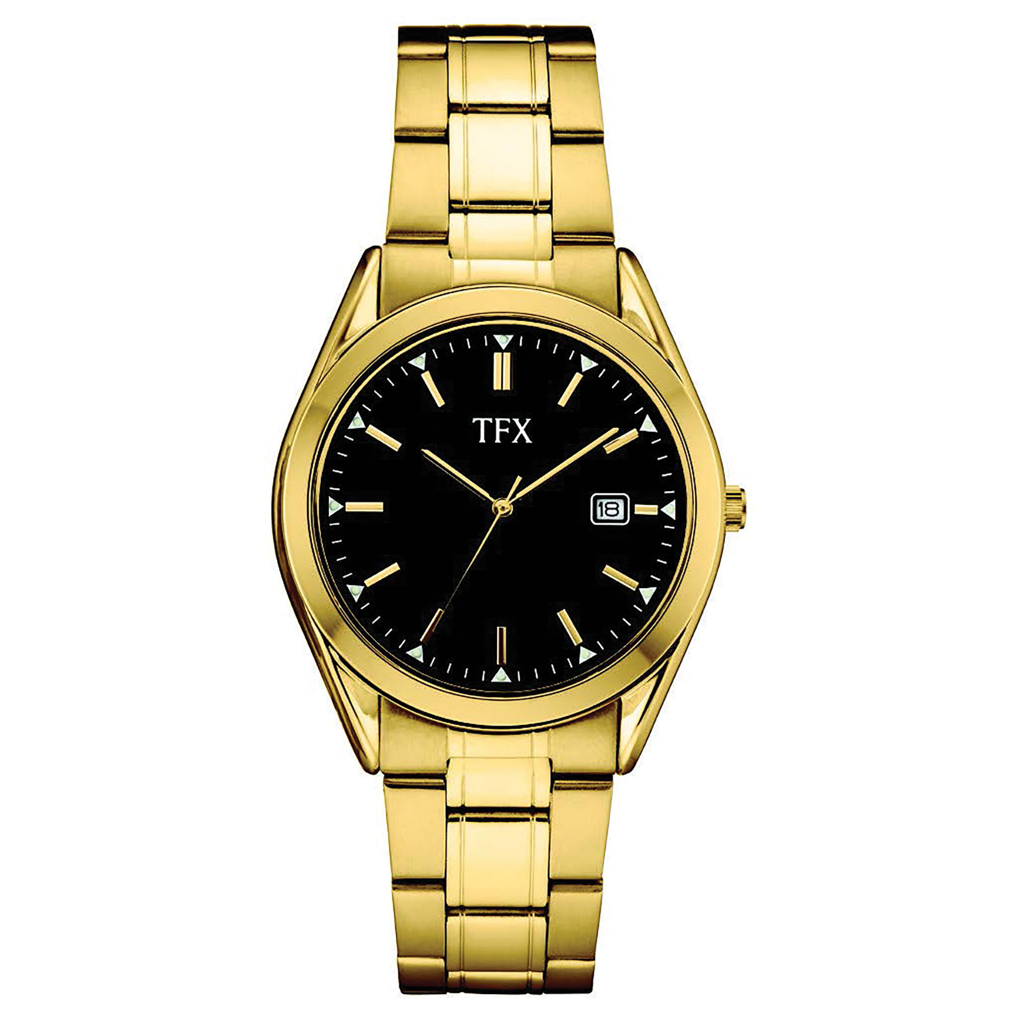 TFX Men's Gold Watch with Black Crystal Dial