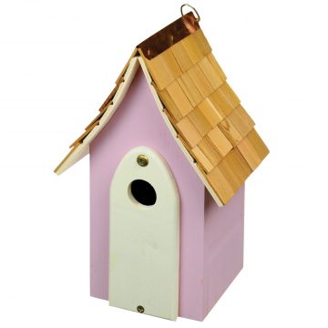 Gardman Pink Wild Bird House with Shingled Roof