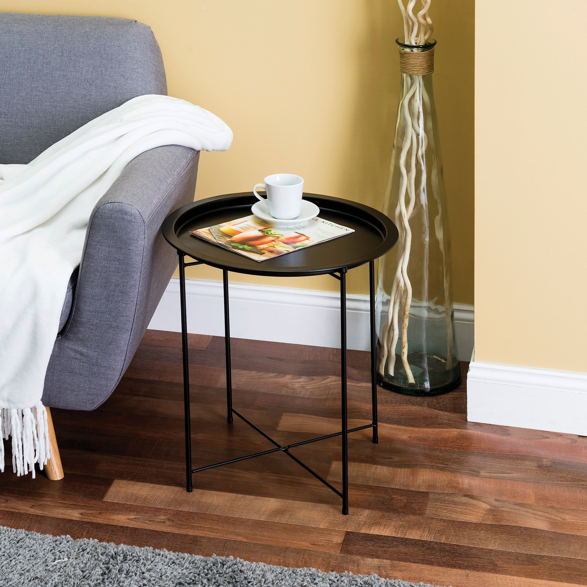 Home Basics Foldable Metal Round Side Table