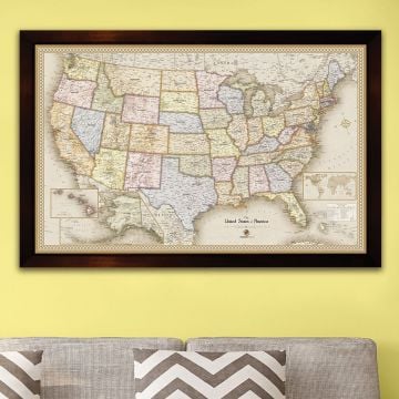 Winding Hills Designs Tan 37 x 25 USA Map