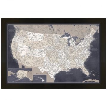 Winding Hills Designs Midnight Blue 46 x 34 USA Map