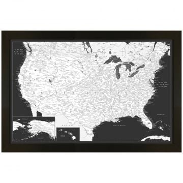 Winding Hills Designs Modern Black 33 x 22 USA Map