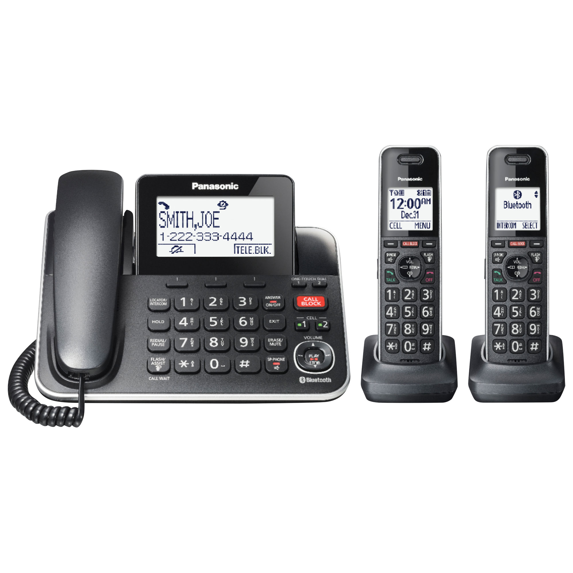 Panasonic Corded Phone System with 2 Cordless Handsets