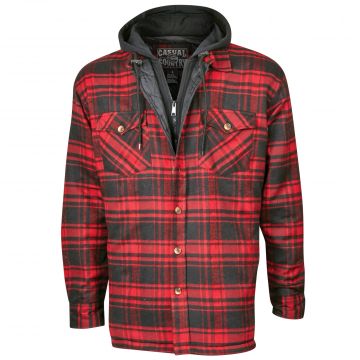 Casual County Men's Hooded Quilt-Lined Flannel - Red