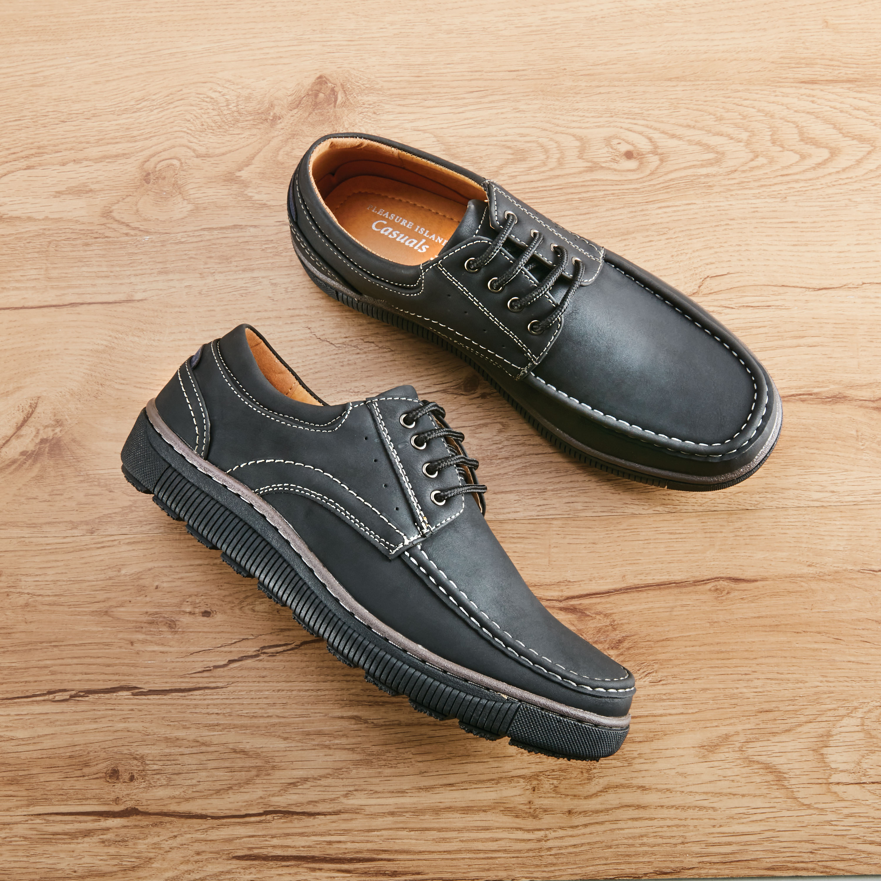 Pleasure Island Men's Memory Foam Black Lace-Up Shoes