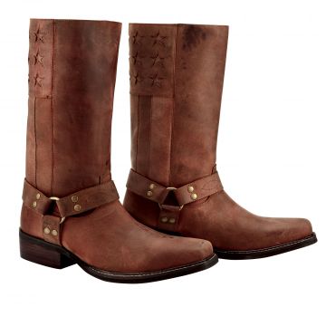 Dingo Men's 12 inch Harness Boots - Brown