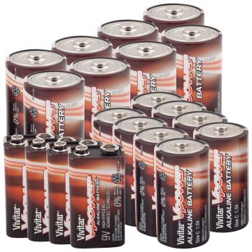 Vivitar C/D/9V Batteries - 20 Piece