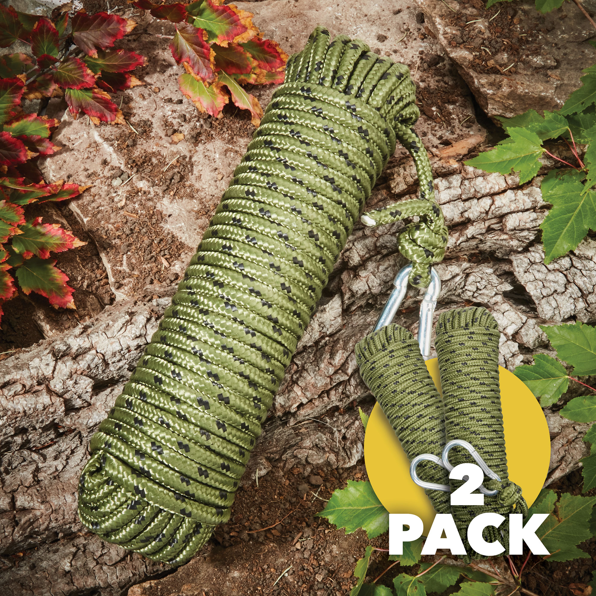 100 foot Camo Rope and Carabiner - 2 Pack