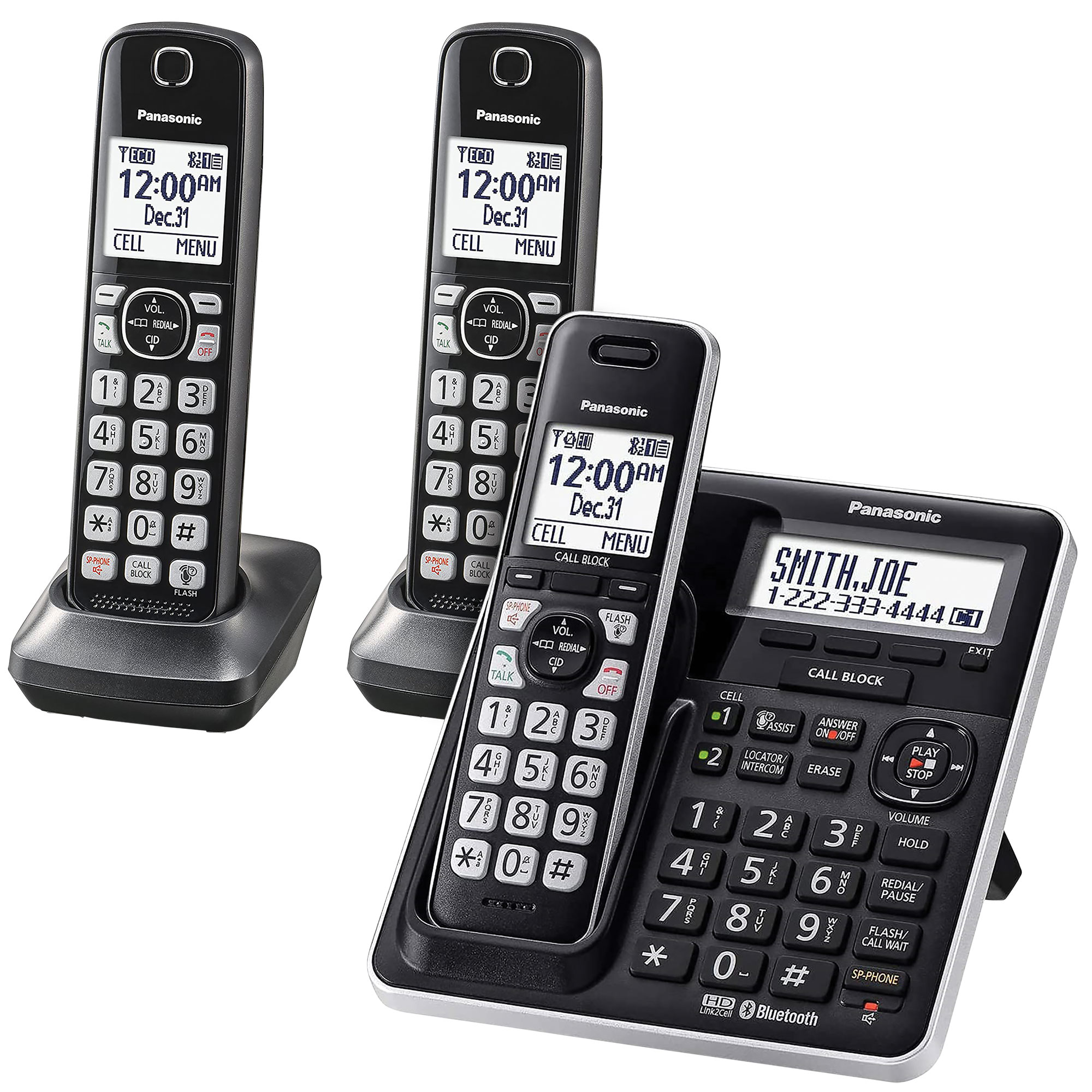 Panasonic 3-Handset Cordless Phone System with Voice Assist