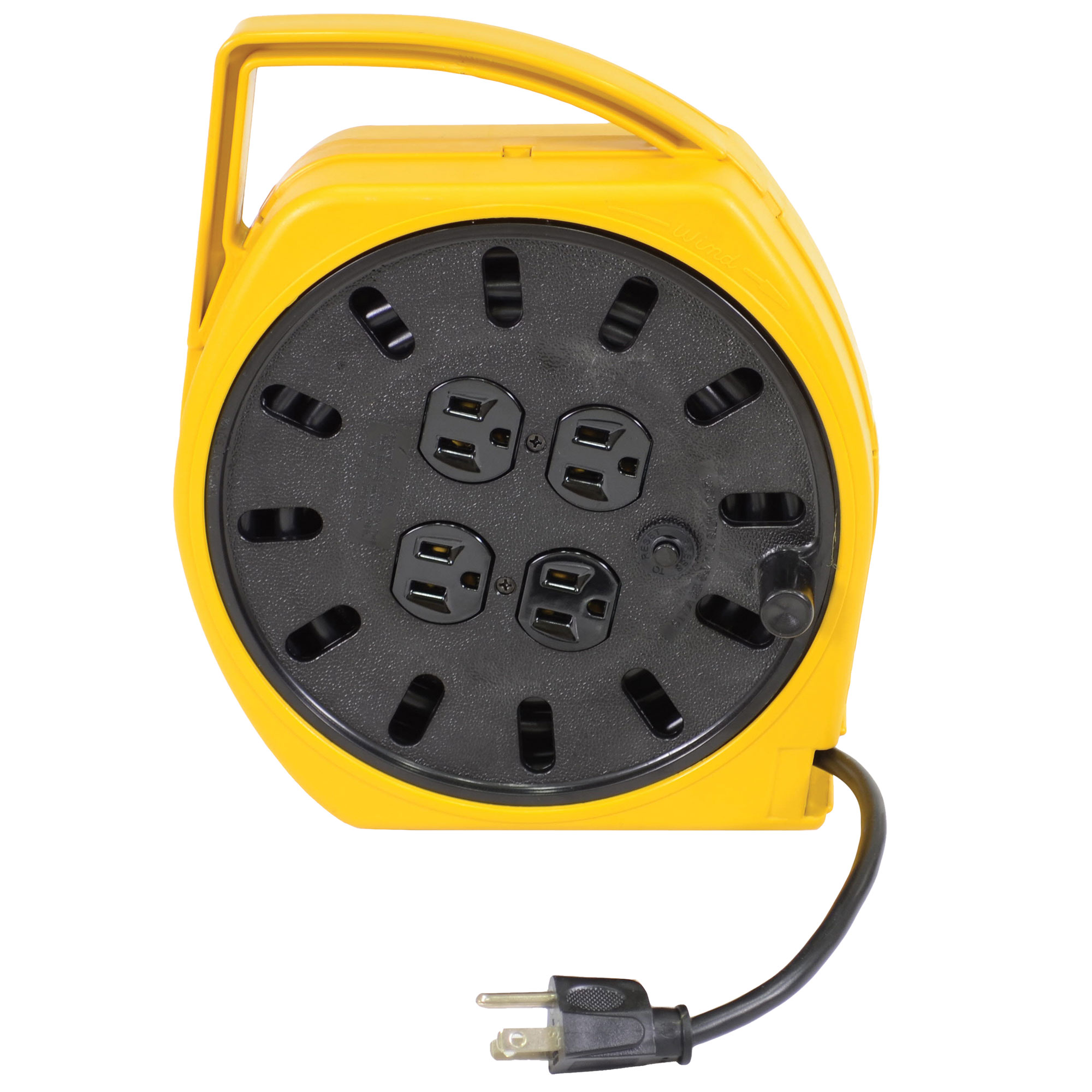 25 Foot Cord Reel with Extension Cord and Outlets
