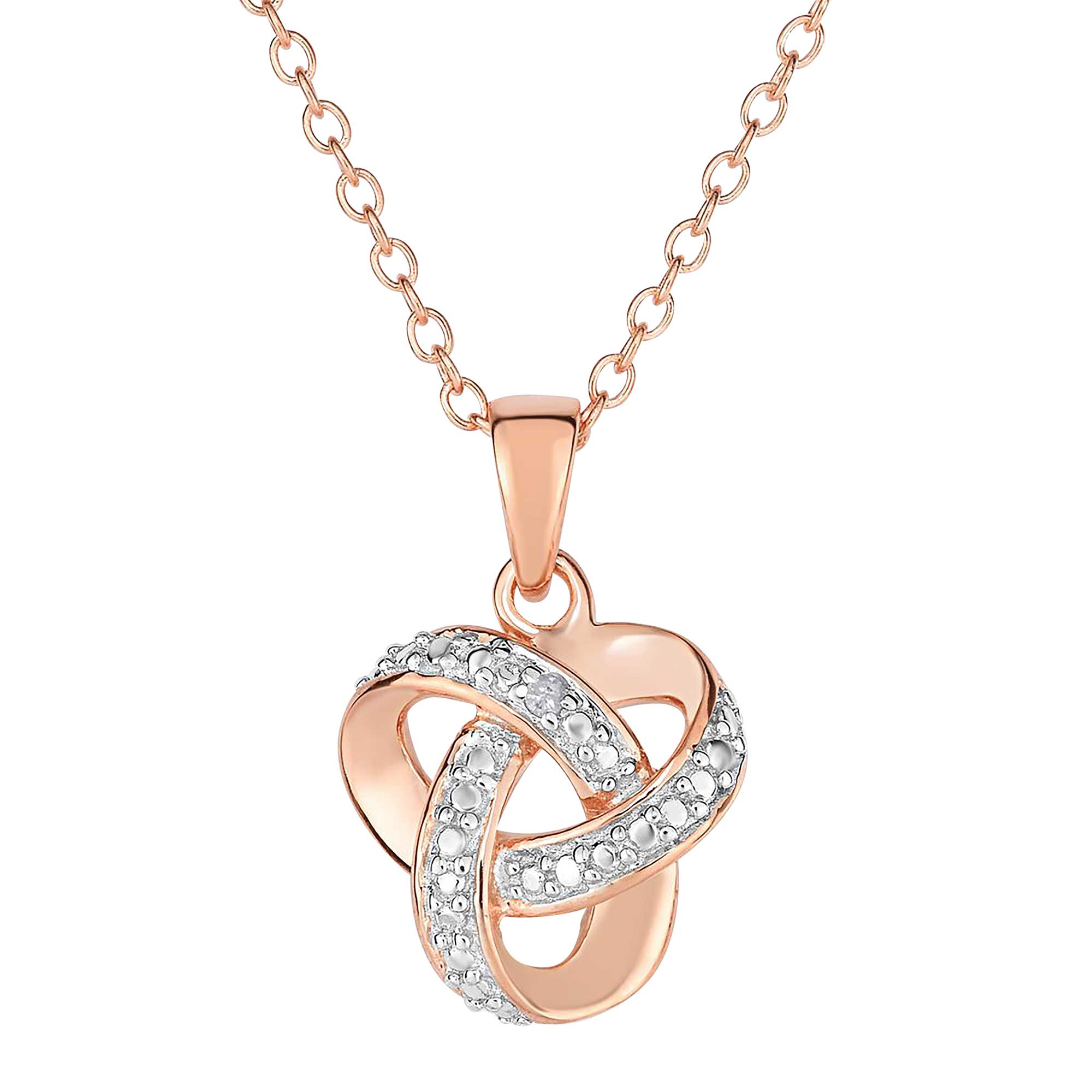 Jilco Diamond Accent Love Knot Rose Gold Necklace