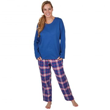 Metropolitan Women's Blue/Pink Flannel Pajama Set