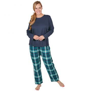 Metropolitan Women's Navy/Green Flannel Pajama Set