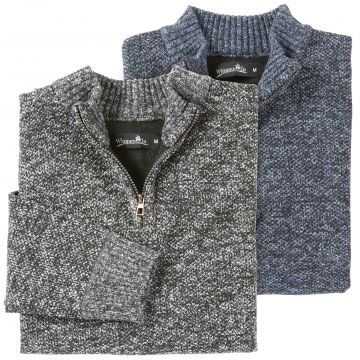 Ten West Men's 1/4 Zip Sweater - 2 Pack Navy/Charcoal