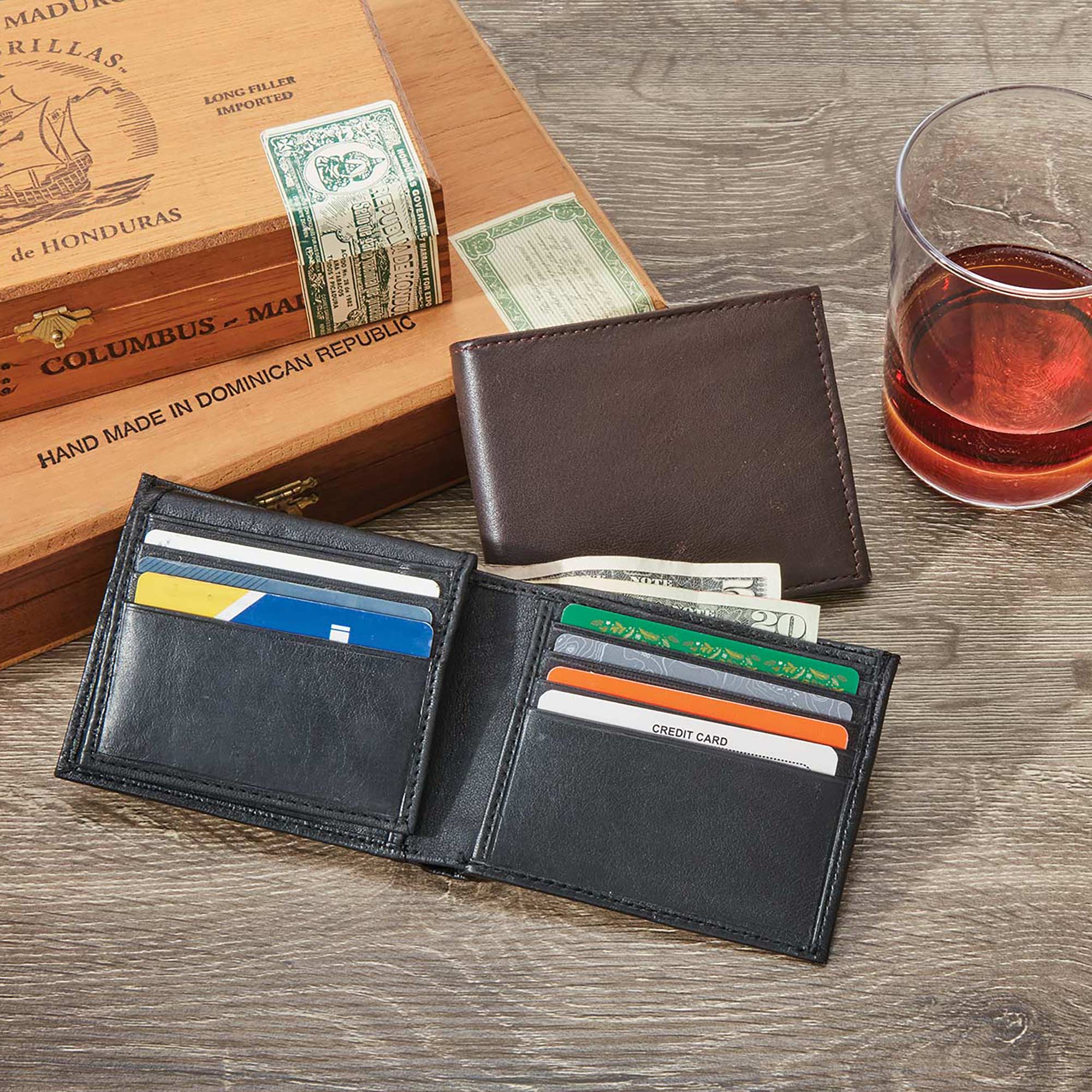 Men's Leather Wallet - 2 Pack Brown/Black