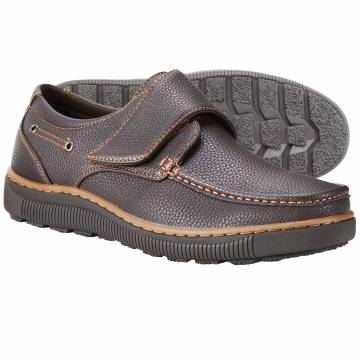 Men's Brown Velcro-Strap Casual Dress Shoes