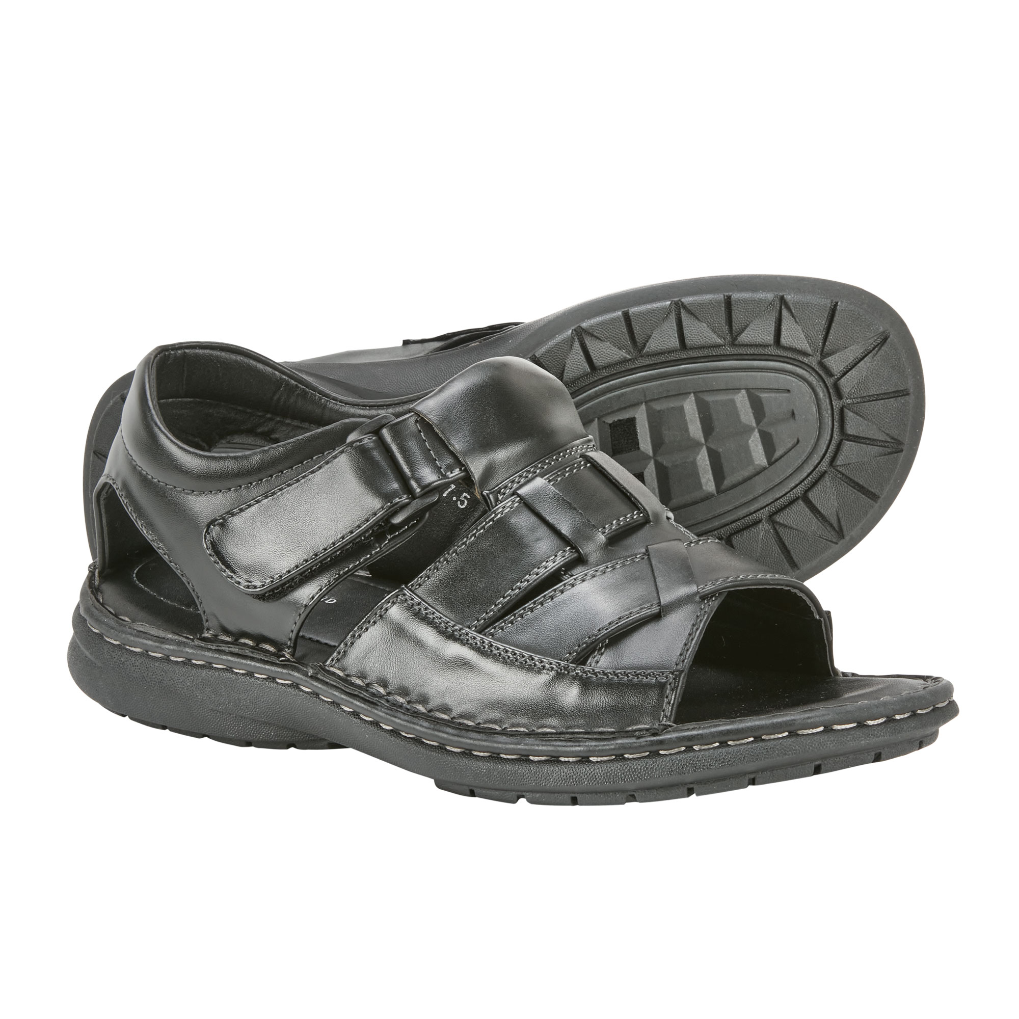 Pleasure Island Men's Velcro Strap Sandals - Black