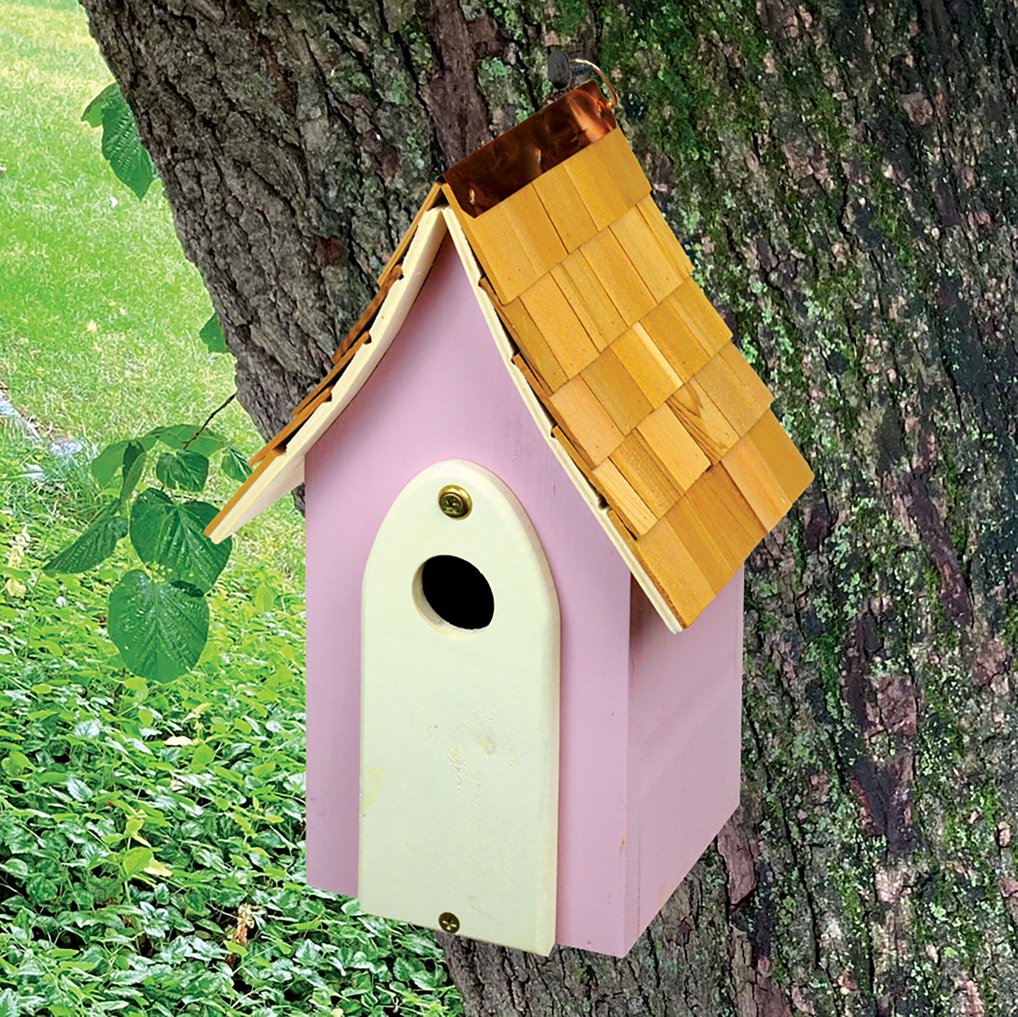 Gardman Pink Wild Bird House with Shingled Roof